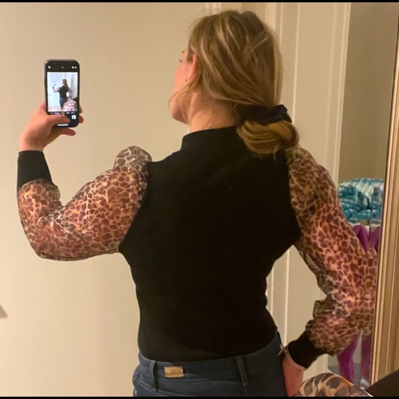 Leopard print sheer turtleneck - Picture 2 of 2